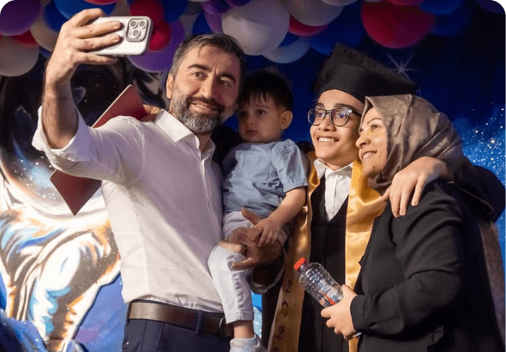 Celebratory activities involving students, families, and staff.